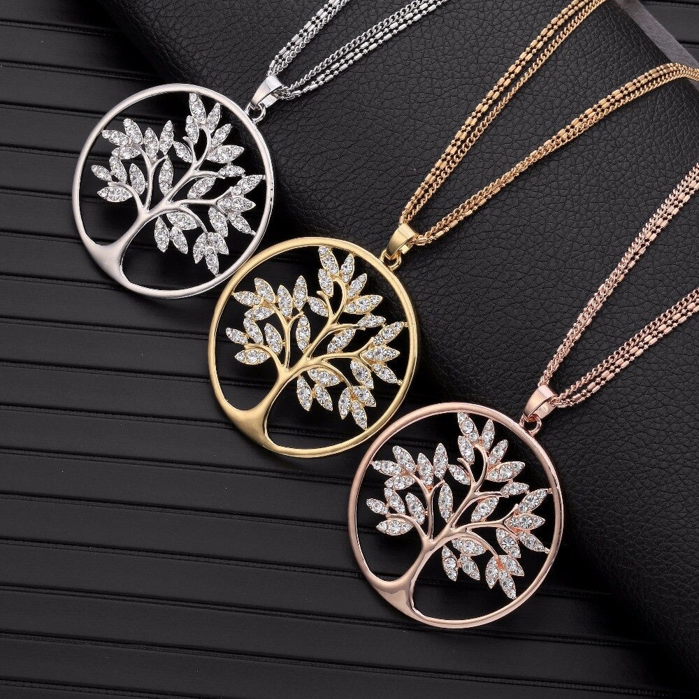 111_c38f45cd-c66b-4b0f-a84e-221257a8c653 Women's Tree of Life Crystal Pendant Necklace
