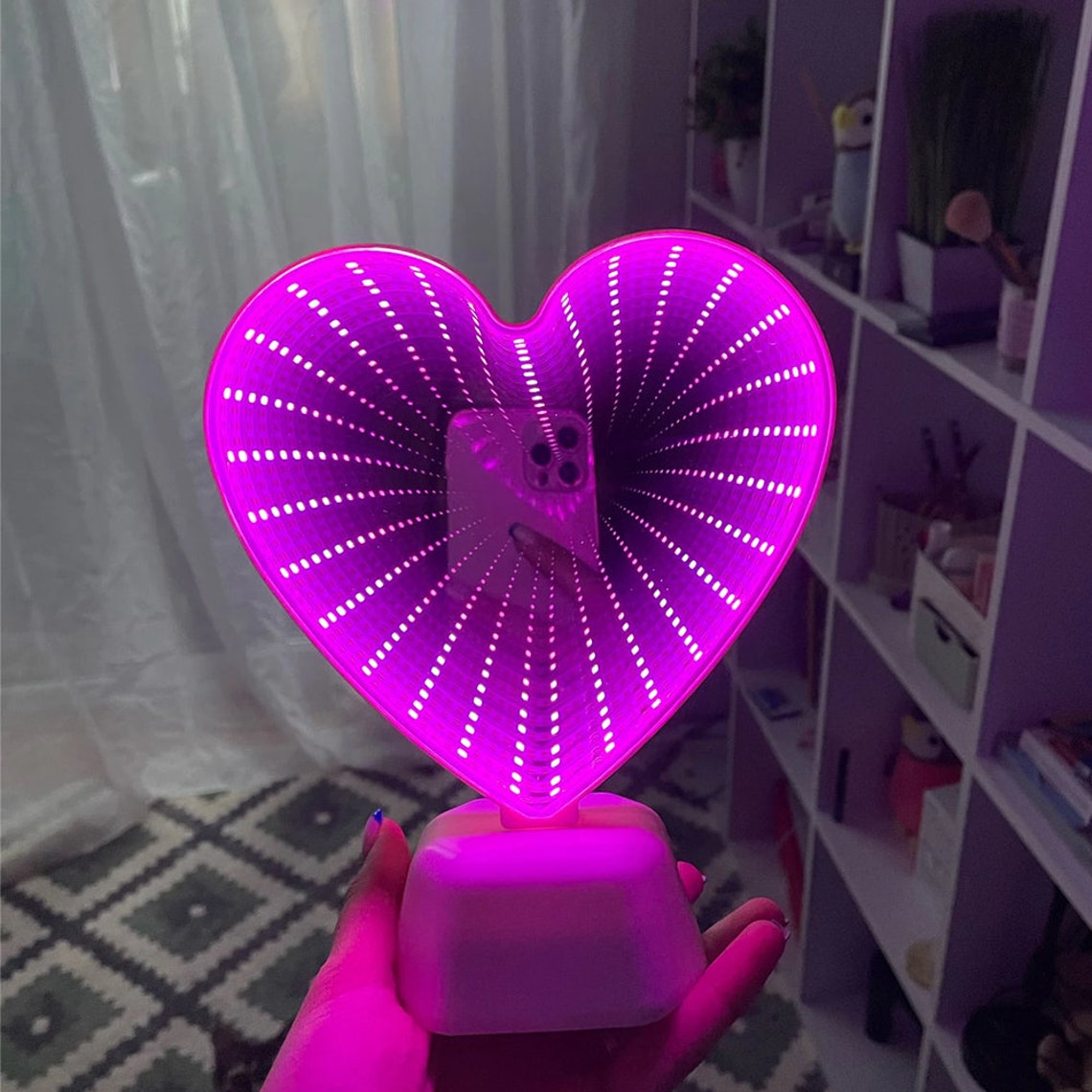 3D Infinity Heart-Shaped LED Lamp With Mirror