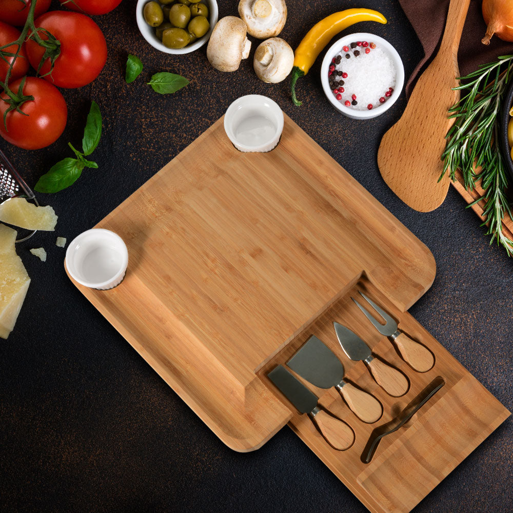 Bamboo Cheese Board With Knife Set