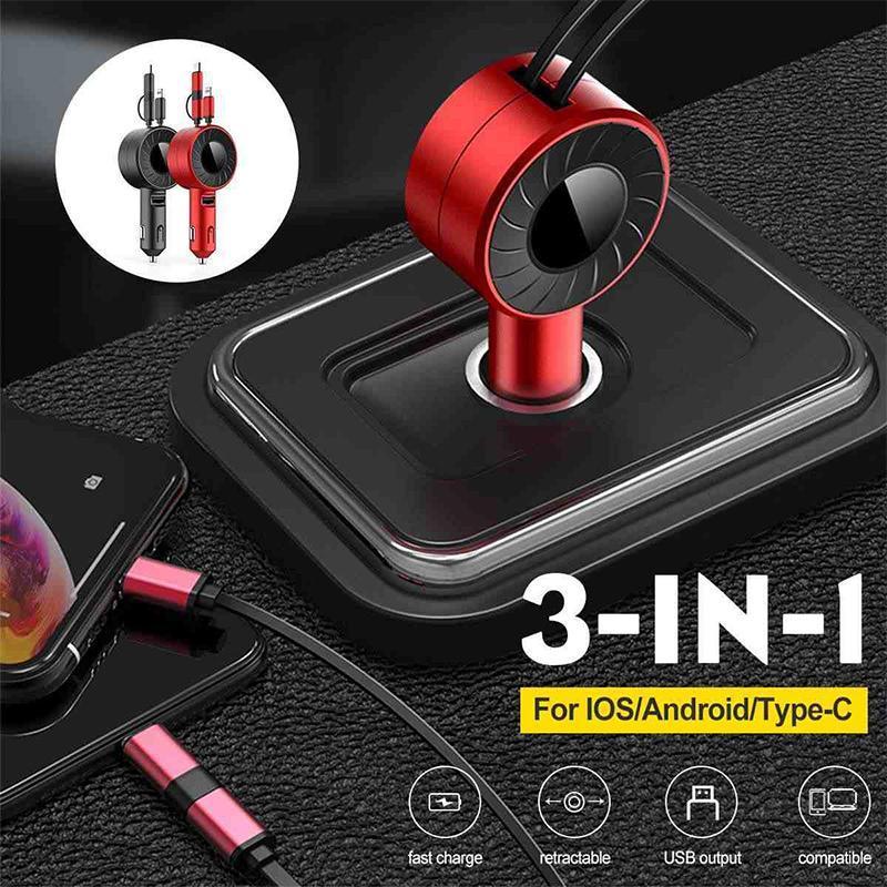 3-in-1 Retractable Phone Charging Cable