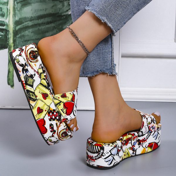 2022 NEW Women's Summer Graffiti Wedges Slippers - Image 3