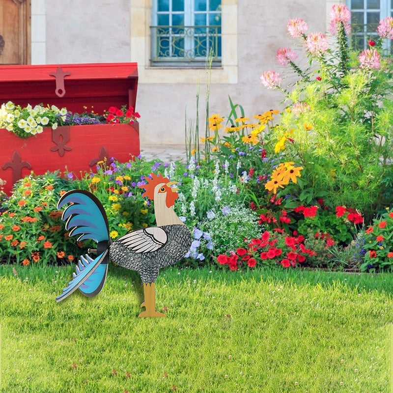 Rooster Windmill Garden Decoration