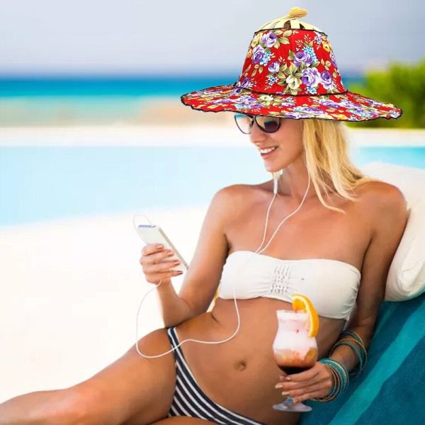 Bamboo Foldable Hand Fan Sun Hat - Image 2