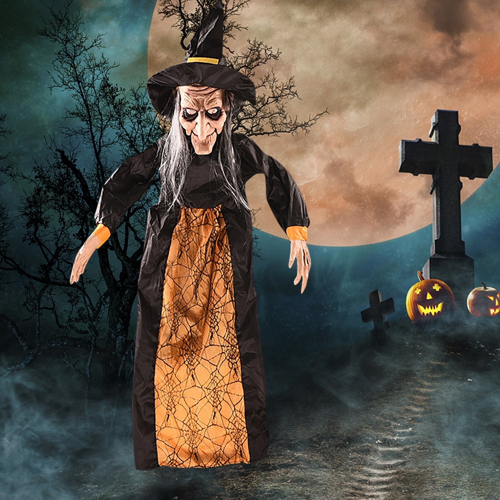 Halloween Hanging Animated Talking Witch