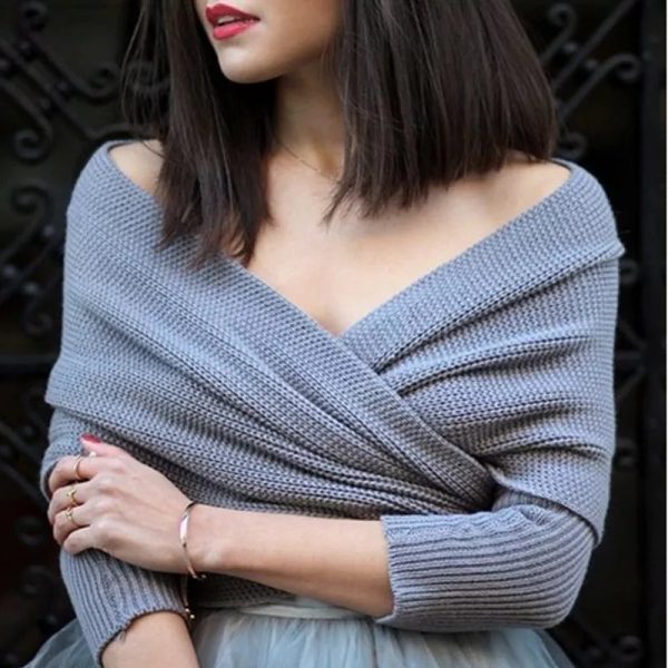 Knitted Wrap Scarf With Sleeves - Image 3