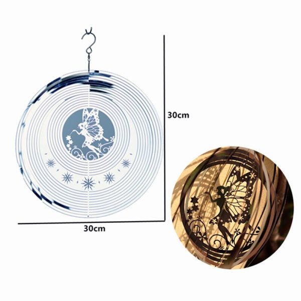 3D Round Rotating Butterfly Fairy Wind Chime Decoration - Image 2