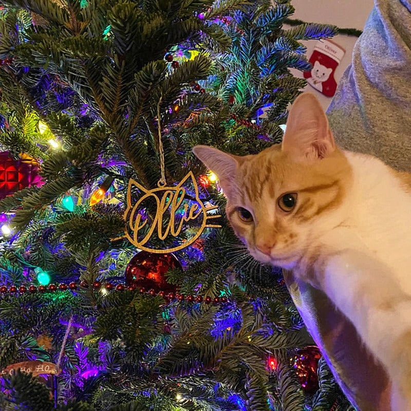 Personalized Christmas Cat Ornament