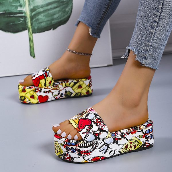 2022 NEW Women's Summer Graffiti Wedges Slippers - Image 4