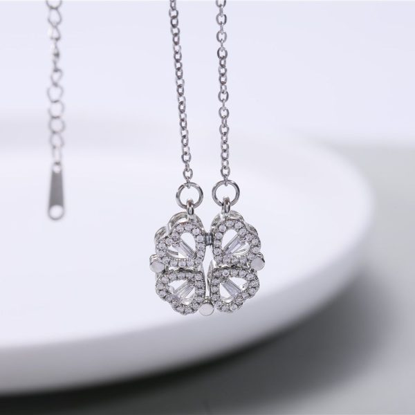 Heart-Shaped Clover Pendant Necklace - Image 3