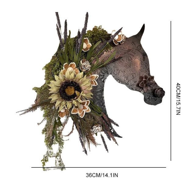 Autumn Wood Flower Horse Head Decoration - Image 2