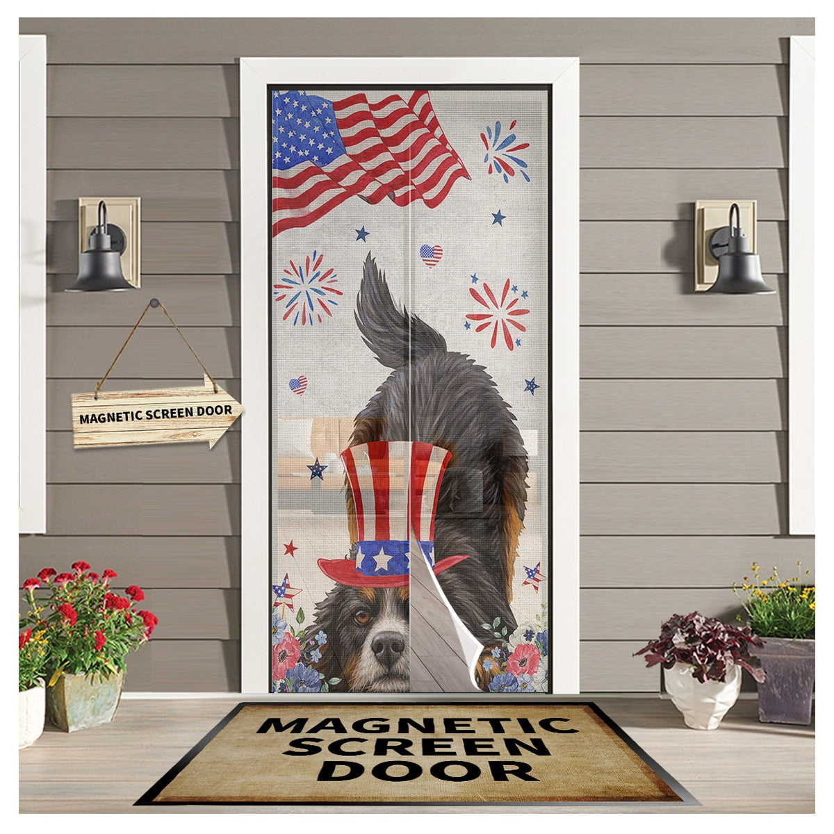 American Flag Dog Magnetic Screen Door