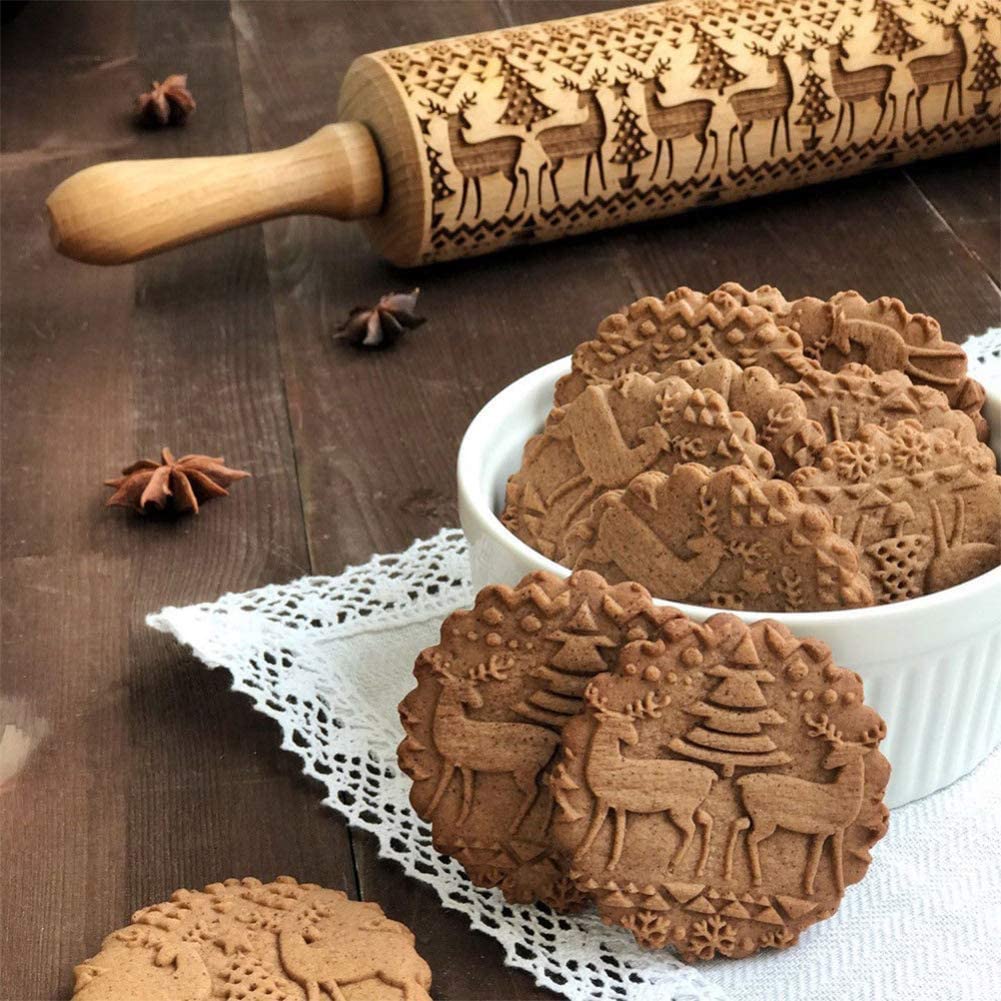 Christmas Embossing Rolling Pin