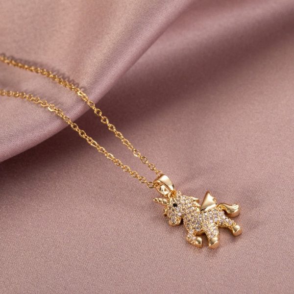 Cute Crystal Unicorn Pendant Necklace - Image 2