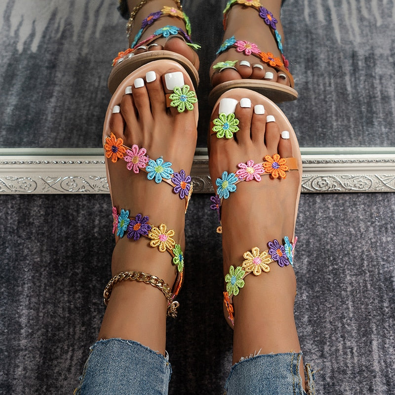 1_82976f7e-9a10-433f-8a22-9ca1f51fec04 2022 NEW Women's Summer Sweet Boho Flower Decoration Sandals
