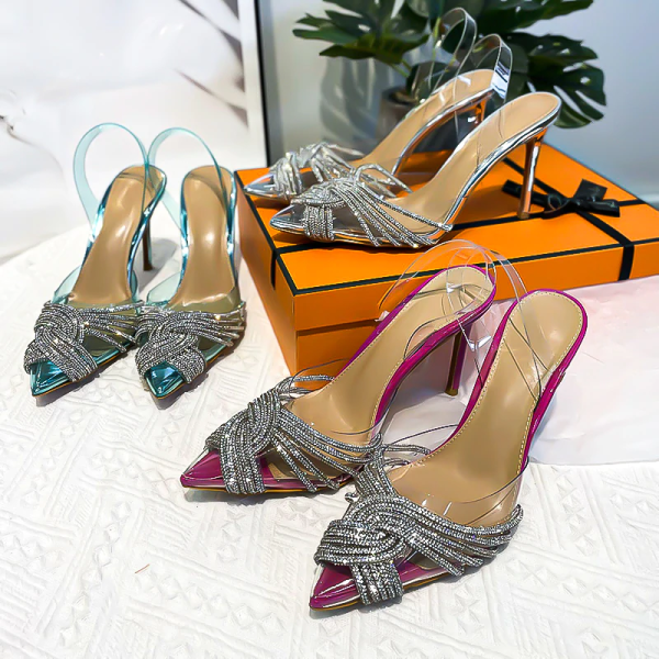 2022 NEW Women's Fashion Crystal High Heels Sandals - Image 3