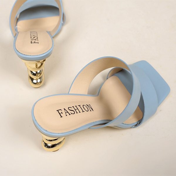 2022 NEW Women's Elegant Square Toe Slip-On High Heels Sandals - Image 3