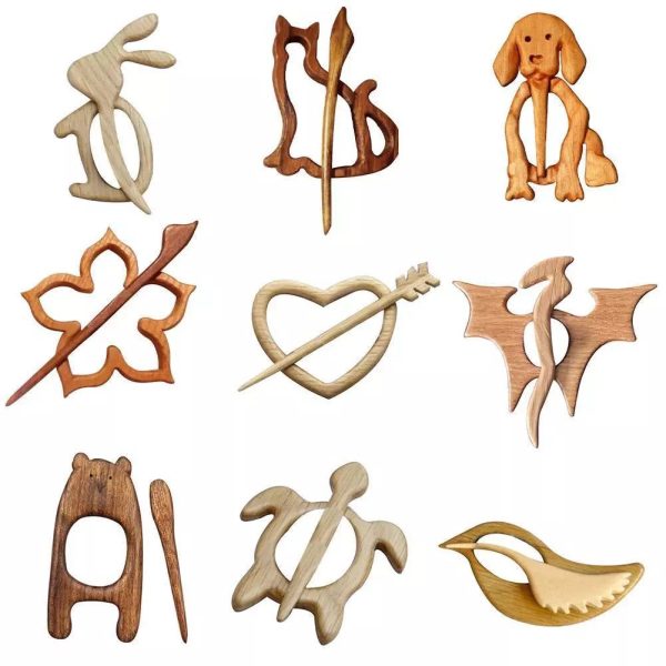 Wooden Animal Pattern Brooch Pin - Image 6