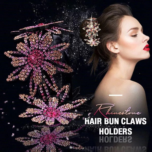 Rhinestone Hair Bun Claws Holders