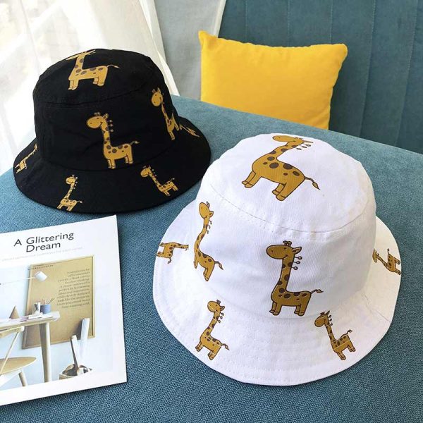 Children's Cartoon Giraffe Bucket Sun Hat - Image 3