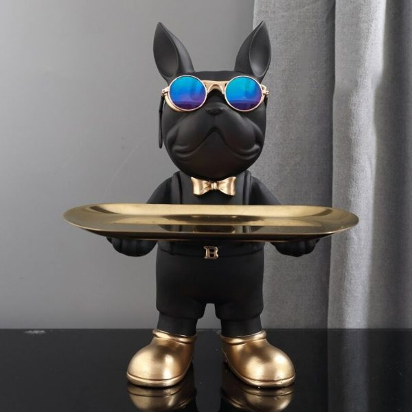French Bulldog Sculpture With Tray - Image 2