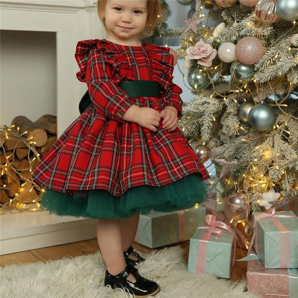 Christmas Bow Dress For Girls