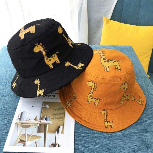Children's Cartoon Giraffe Bucket Sun Hat - Image 5