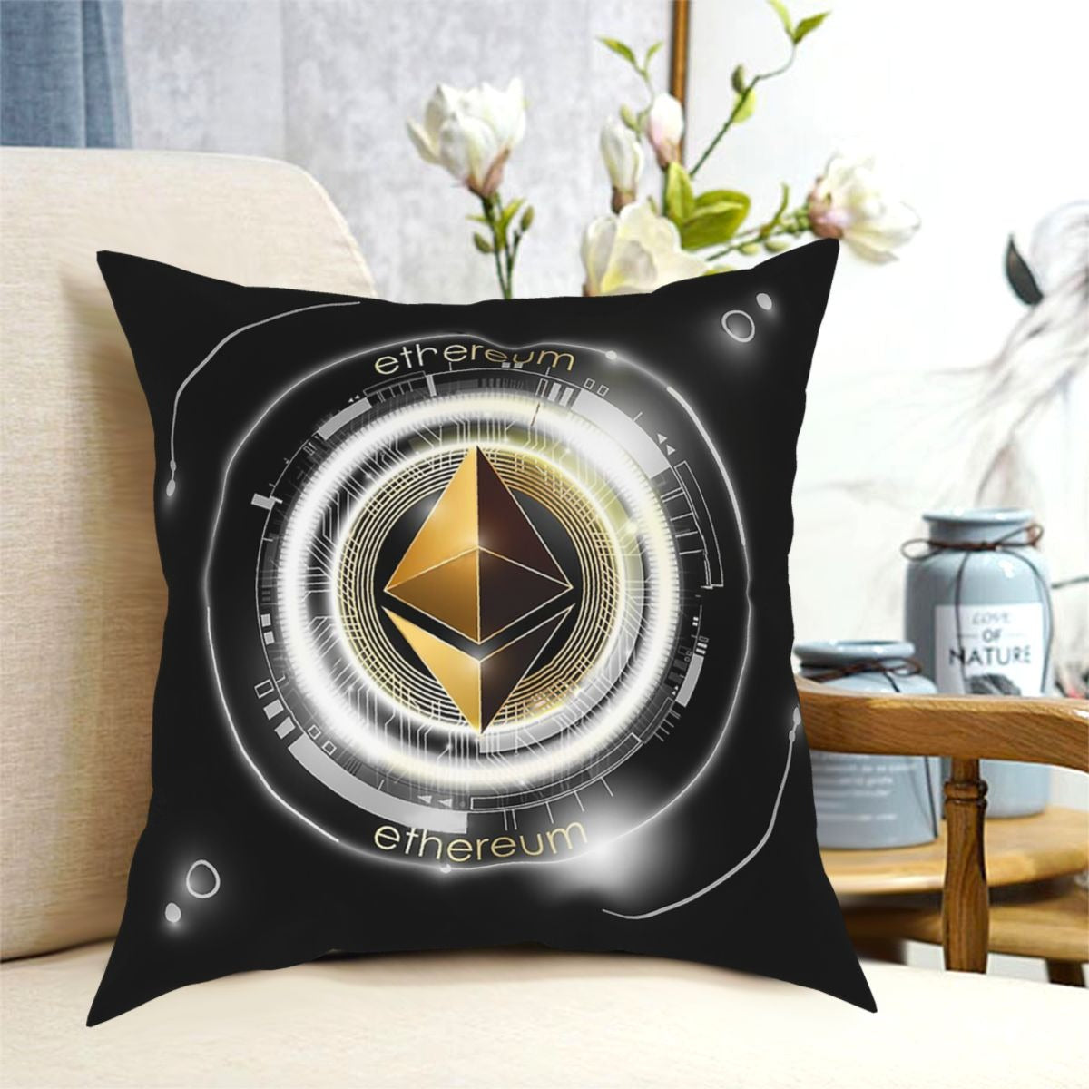 Cryptocurrency Ethereum Pillow Cover