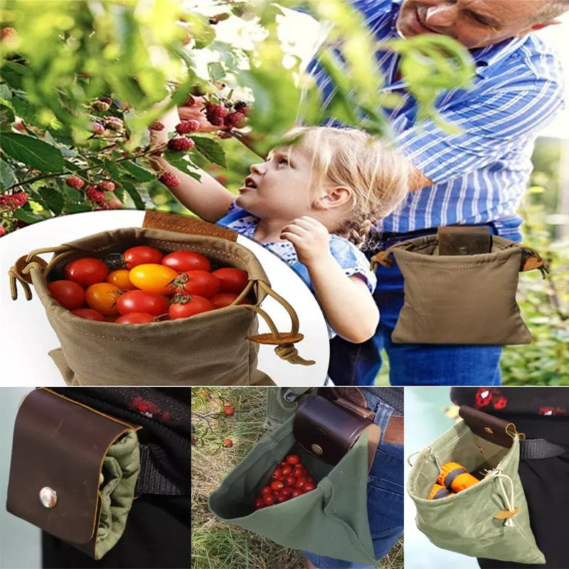Foldable Leather Waxed Canvas Pouch