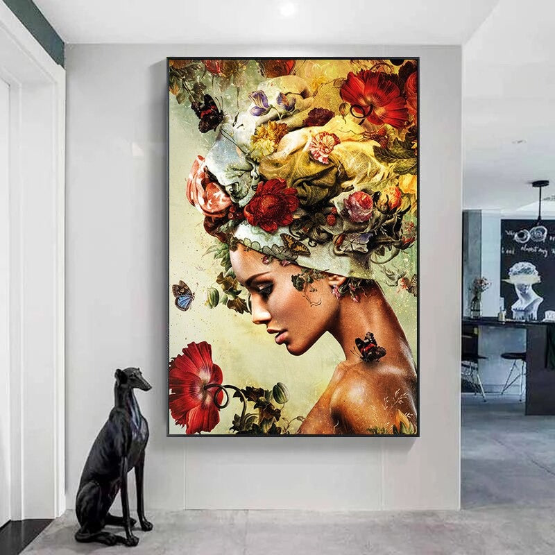 Beauty Profile Woman Flower Art Picture