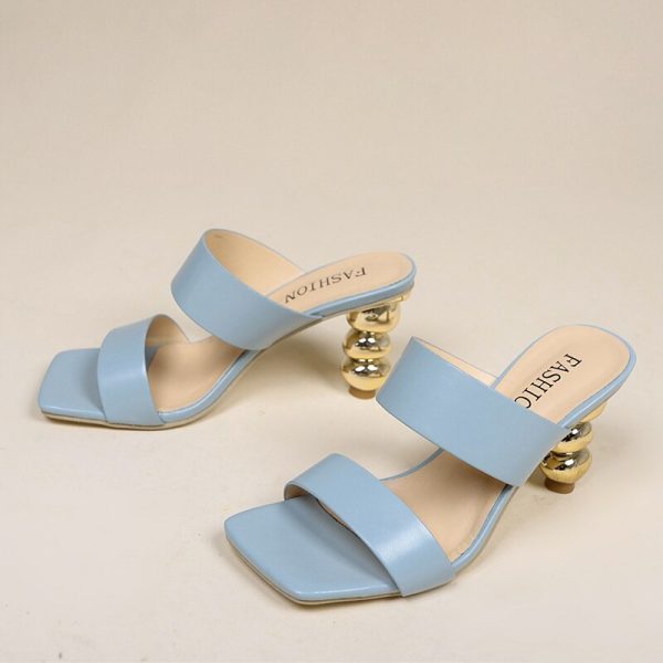 2022 NEW Women's Elegant Square Toe Slip-On High Heels Sandals - Image 6