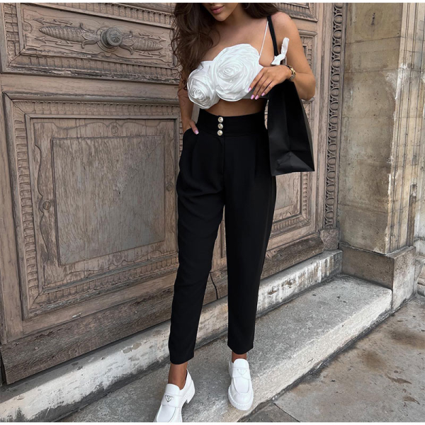 2022 NEW Women's Summer Fashion Satin Off Shoulder Crop Top - Image 8