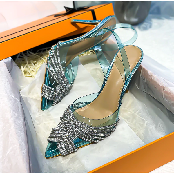 2022 NEW Women's Fashion Crystal High Heels Sandals - Image 5