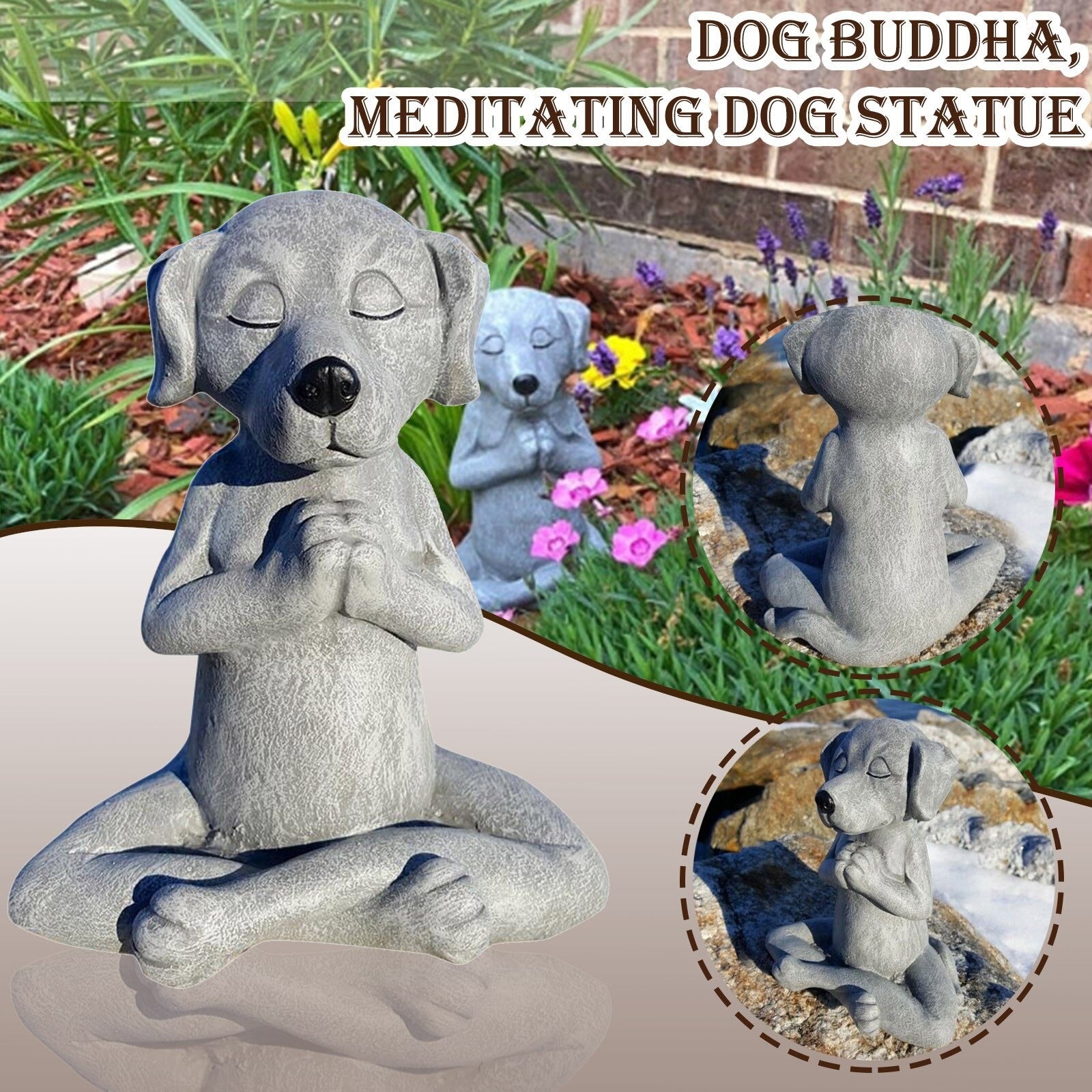 Dog Buddha Meditating Statue