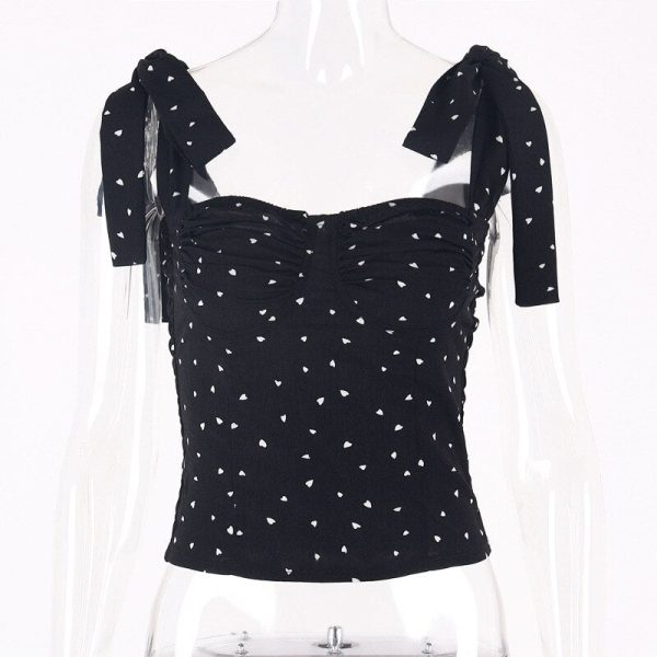 2022 NEW Women's Off Shoulder Polka Dot Black Bow Blouse - Image 2