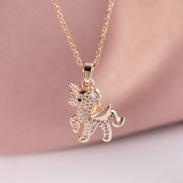 Cute Crystal Unicorn Pendant Necklace - Image 3