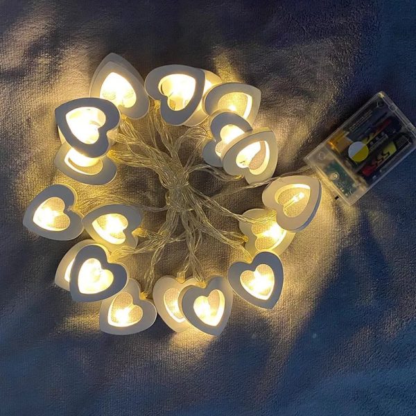 Romantic Wood Heart LED String Lights - Image 4
