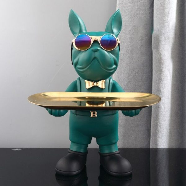 French Bulldog Sculpture With Tray - Image 3
