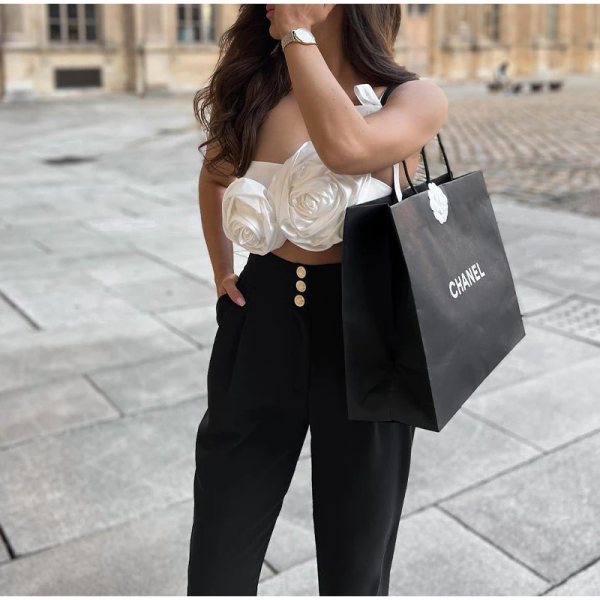 2022 NEW Women's Summer Fashion Satin Off Shoulder Crop Top - Image 6