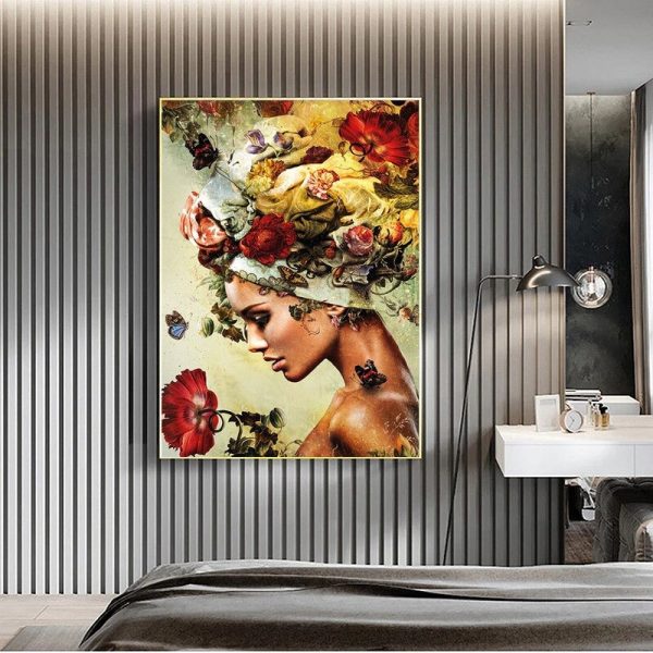 Beauty Profile Woman Flower Art Picture - Image 3
