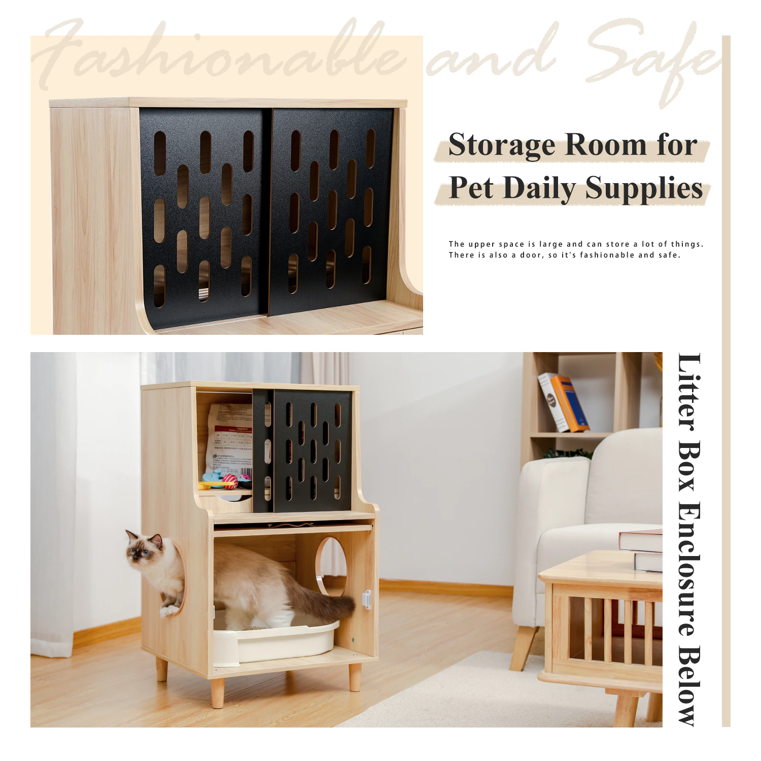 Luxury 2-in-1 Cat Litter Box With Storage Cabinet