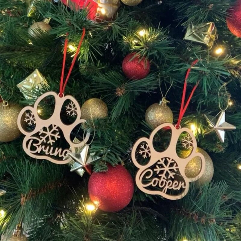 Personalized Dog Paw Christmas Ornament
