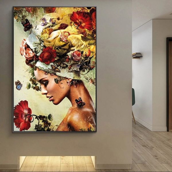 Beauty Profile Woman Flower Art Picture - Image 4