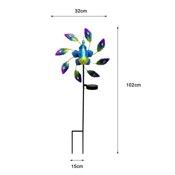 Solar Light Peacock Windmill - Image 2