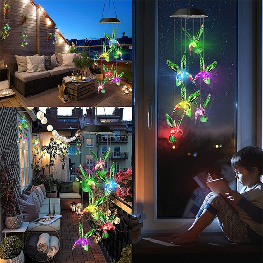 Solar Hummingbird Wind Chime Lights