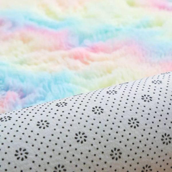 Round Fluffy Rainbow Rug - Image 4