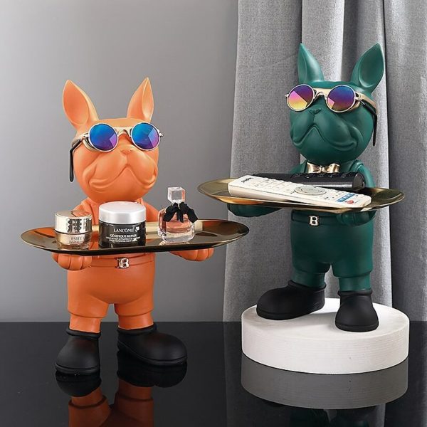 French Bulldog Sculpture With Tray - Image 4