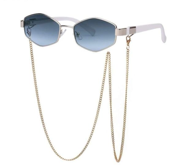 NEW 2022 Fashion Hexagon Sunglasses With Chain - Image 2