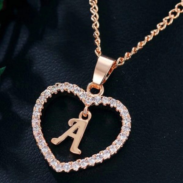Heart Pendant Necklace With Initial Letter - Image 2