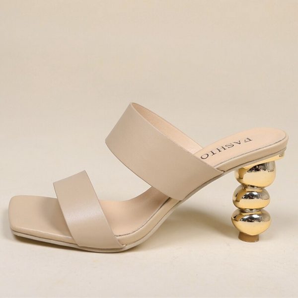 2022 NEW Women's Elegant Square Toe Slip-On High Heels Sandals - Image 2