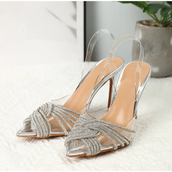 2022 NEW Women's Fashion Crystal High Heels Sandals - Image 4
